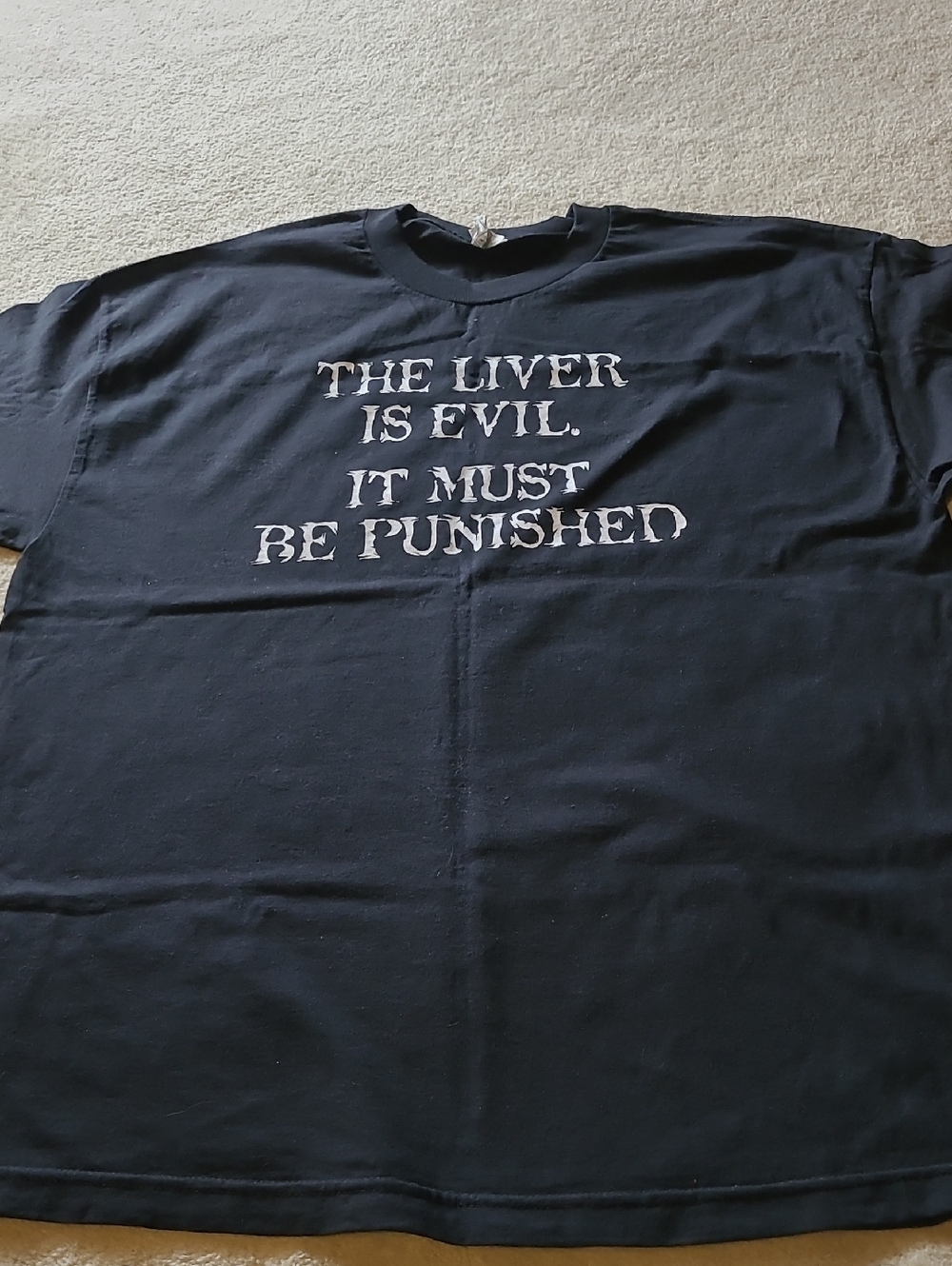 Alstyle Activewear Size XL Black Tee - The Liver Is Evil. It Must Be Punished.